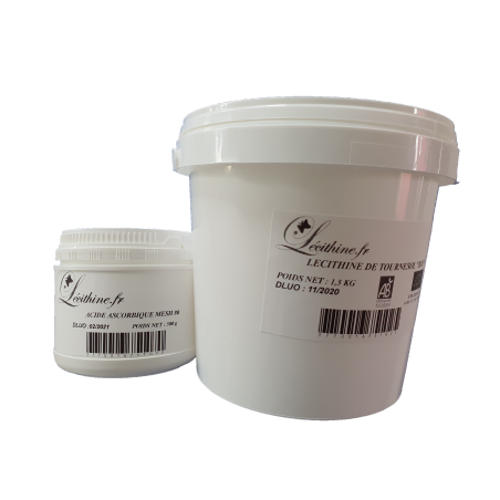 KIT FABRICATION DE VITAMINE C LIPOSOMALE ACIDE ASCORBIQUE 1.5 KG LECITHINE DE TOURNESOL BIO